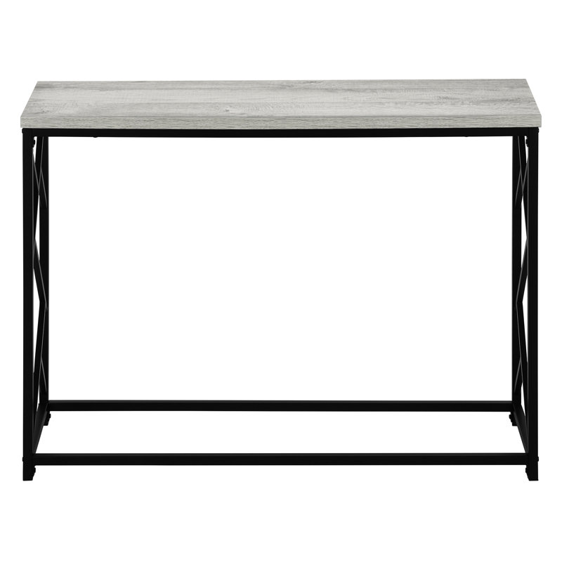 Table d'entrée contemporaine en gris - structure en métal noir, stratifié décoratif