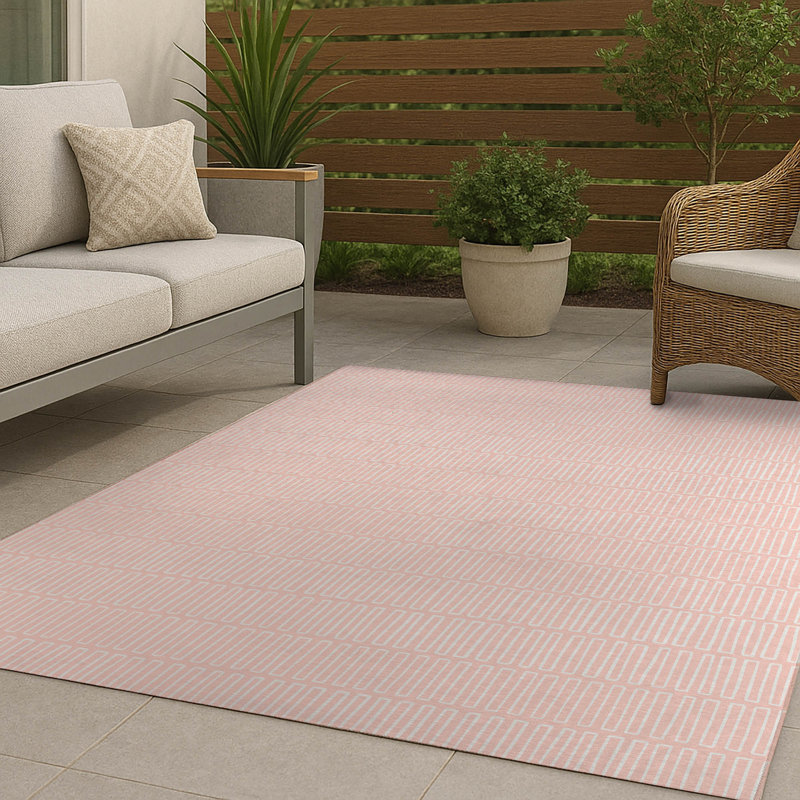 Block Maze Non-Slip Outdoor Rug, Rectangle 8' x 10'