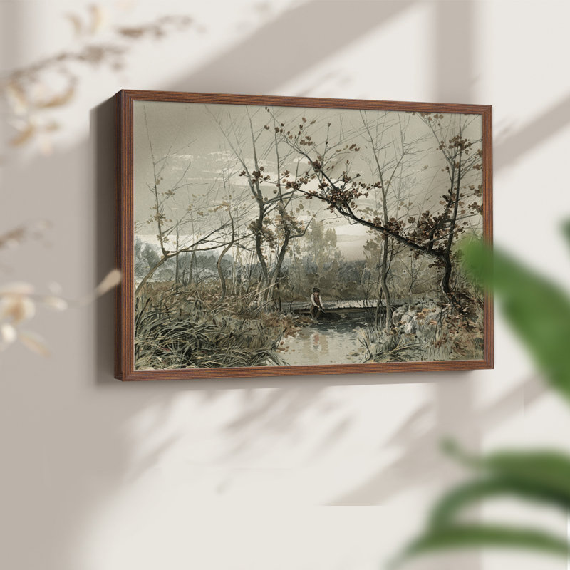 Paysages rétro-CCDCLXXVI-impression encadrée - réaménageable, Noyer, H 16 po x l 20 po