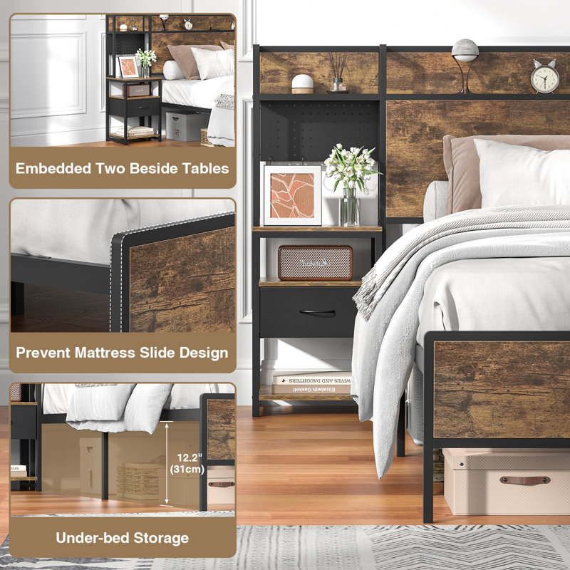 Bed Frame With Storage Headboard Nightstand