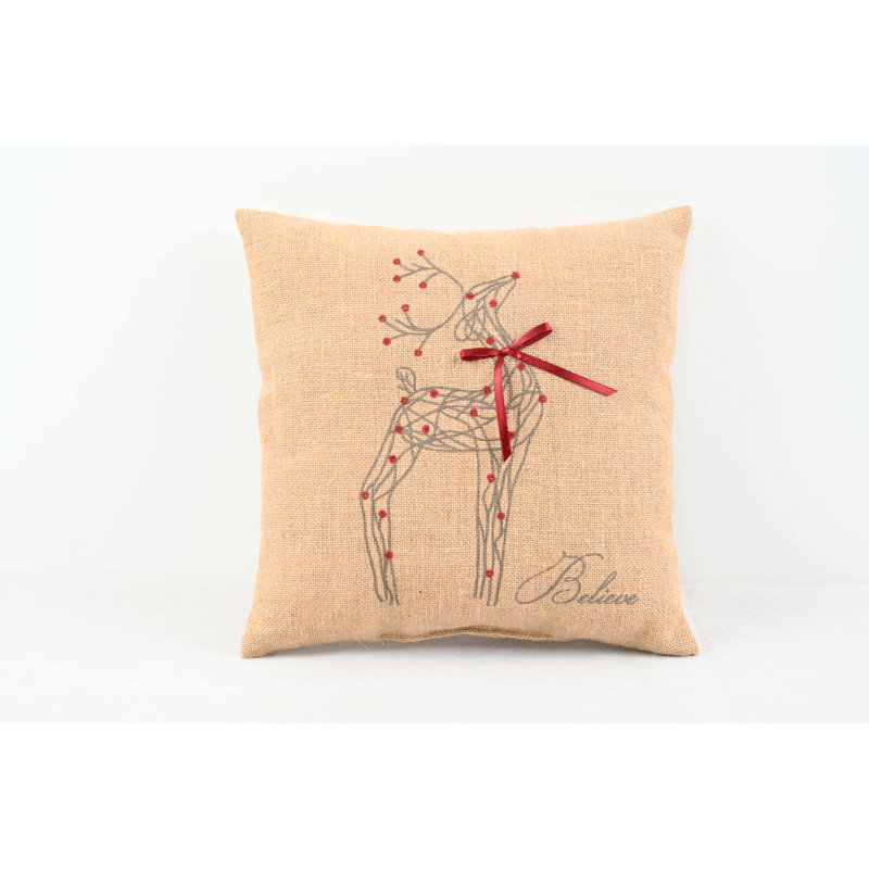 Oreiller de Noël rustique en polyester rembourré de polyester, 14 par 14 pouces