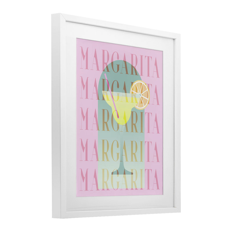 «Retro Pastel Margarita», reproduction encadrée sous verre, par Lil 'Rue, H 16 po x l 13 po, Cadre blanc côtier