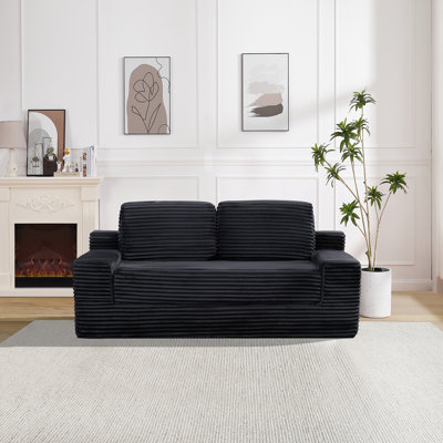 Convertible Corduroy Double Sofa Bed, 2-in-1 Floor Lounger for Small Spaces