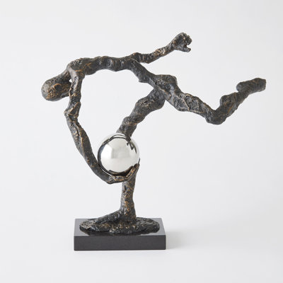 Tripped Up Sculpture-Bronze W/Nickel Sphere