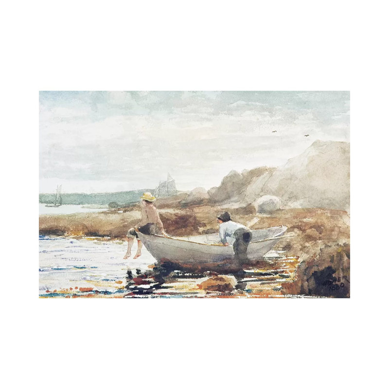Boys On The Beach by Winslow Homer - Painting on Canvas, Wrapped Canvas, 20.32cm H x 30.48cm W x 1.91cm D