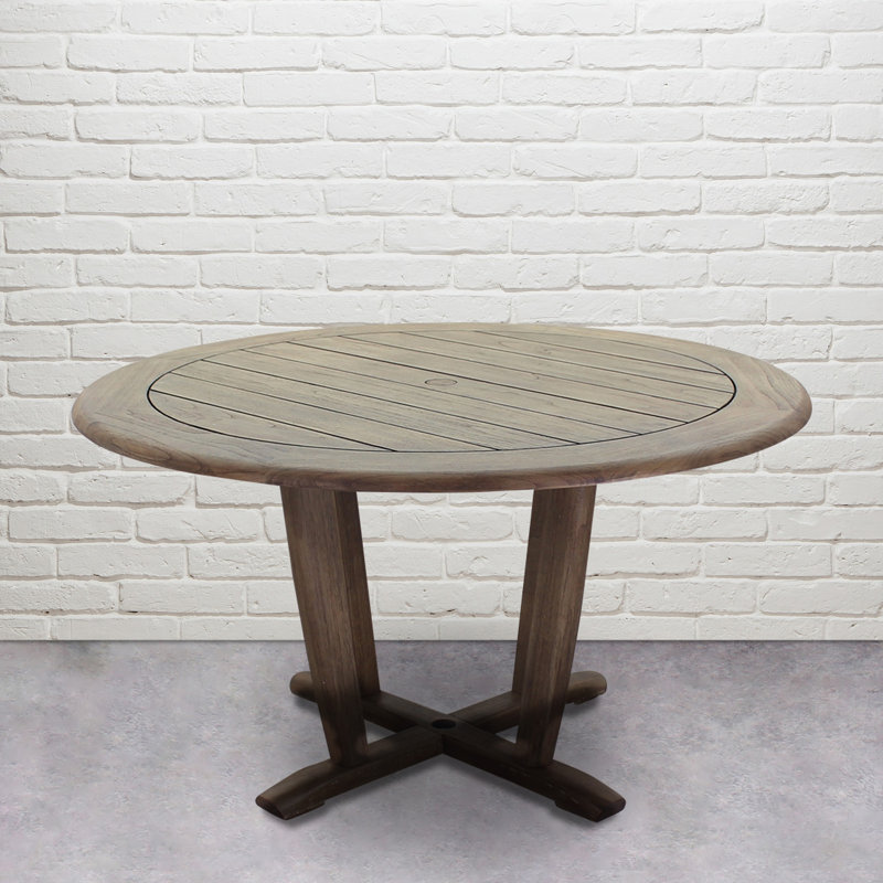 Shivers Round Teak Outdoor Dining Table , 53.94'' in. W 53.94'' in. D