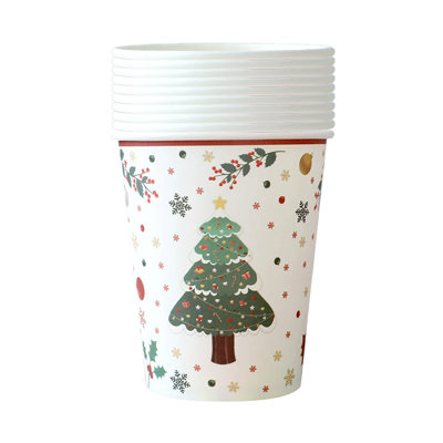 Christmas Paper Cups Holiday Disposable Cups Thickened Paper Christmas Cups Decorative Paper Cups Suitable For Weddings Parties Christmas Decorations