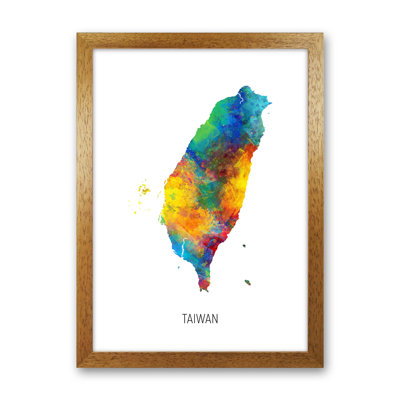 Taiwan Watercolour Map by Michael Tompsett - Print