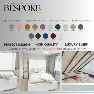 Sable Upholstered Ottoman Storage Bed Frame - Plush Velvet Gas Lift with Headboard