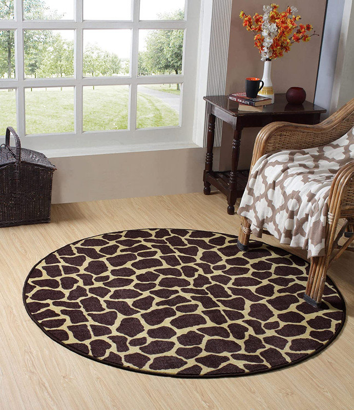 Tapis imprimé animal - Girafe, Rond 5 pi