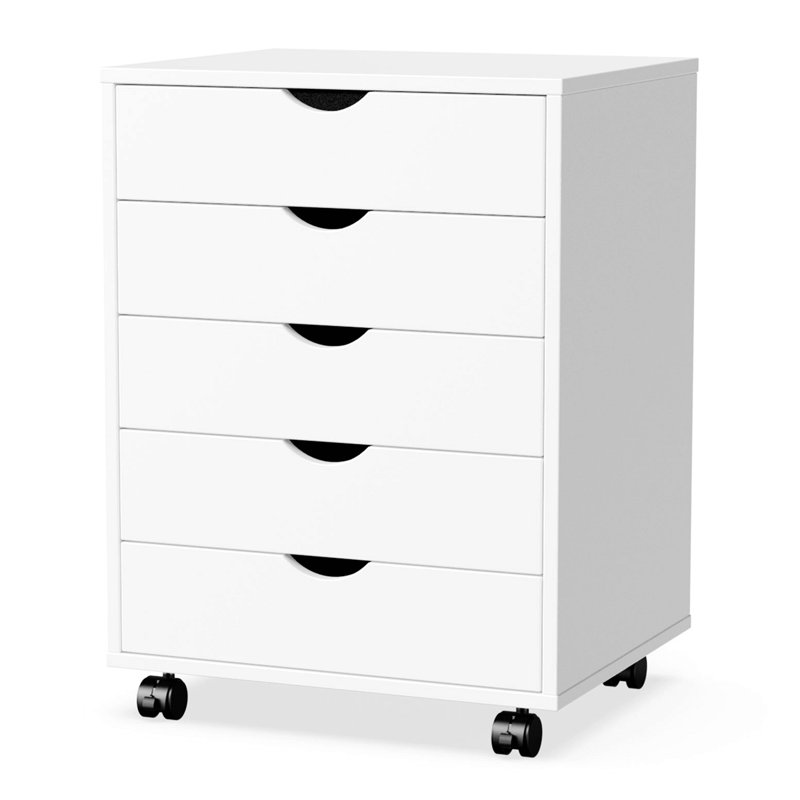 18'' Wide 5 -Drawer Mobile File Cabinet, White