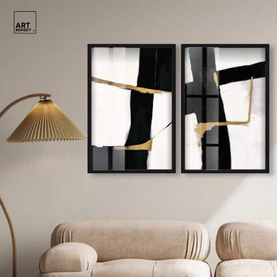 "Urban Sophistication", ensemble de 2 reproductions d'art encadrées par Art Remedy, cadre noir, 20 x 30