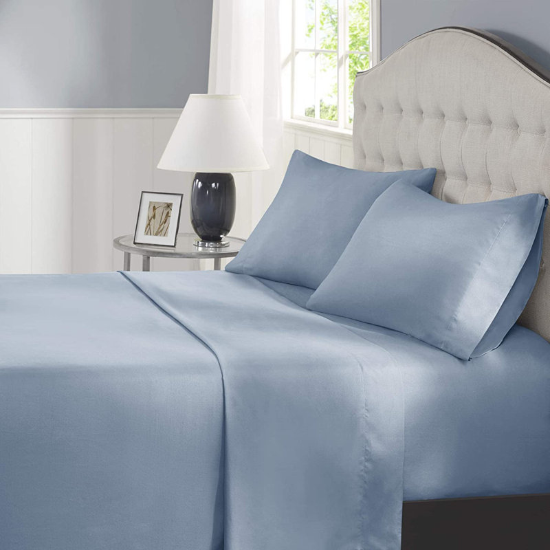 Sateen Sheet Set, Queen Sheet Set + 1 Fitted Sheet + 2 Pillowcases, Blue
