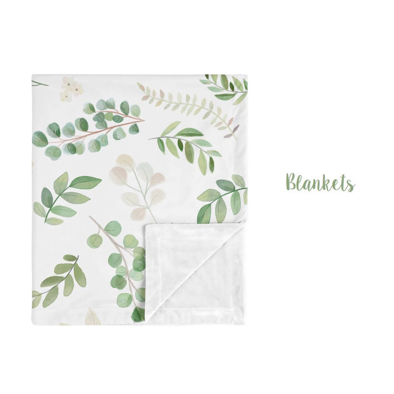 Queen White and Green Microfiber Botanical Leaf Sheet Set