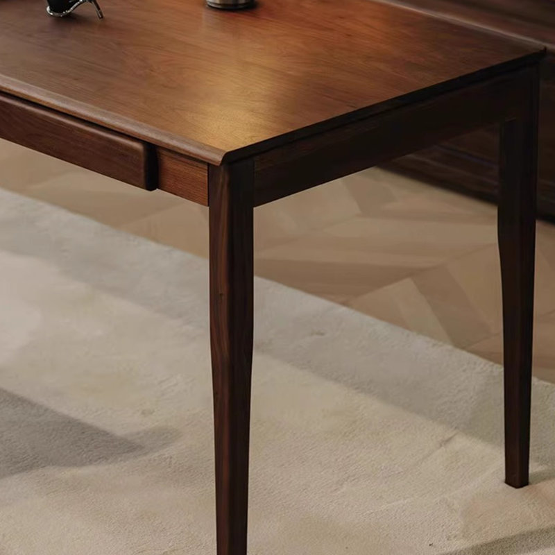 Modern walnut double-drawer office desk