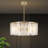 4-light Modern Luxury Drum Chandelier with Clouded Textured Glass for Entryway Hallway Dining Room-545379190