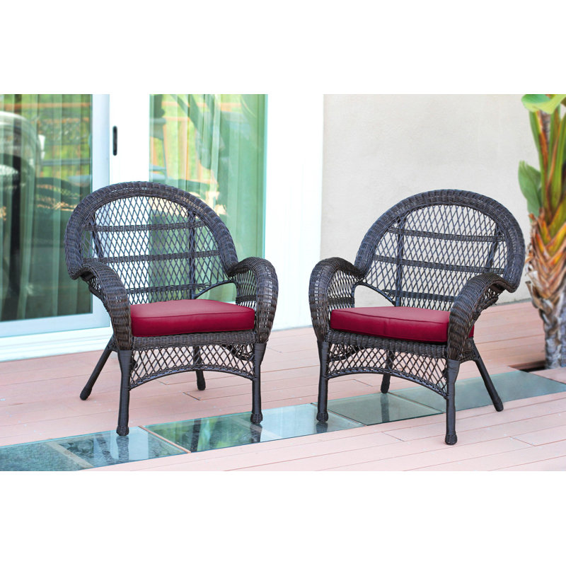 Maltby Wicker Outdoor Lounge Chair, Espresso, Red