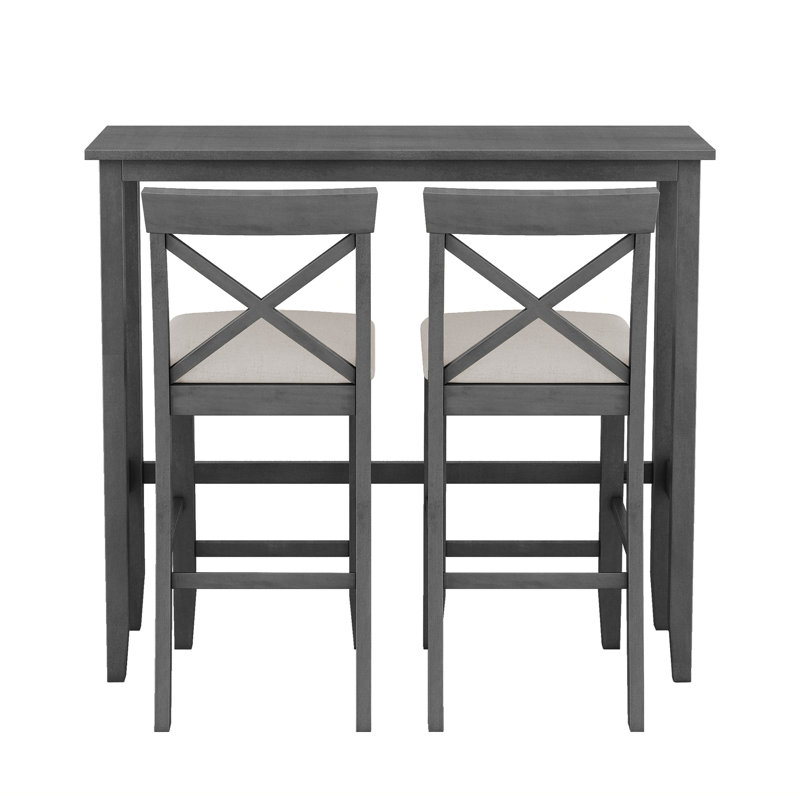 Ensemble de coin-repas de cuisine rectangulaire en bois de 48 po Farmhouse, Gris + beige, Gris + beige, Grey+Beige