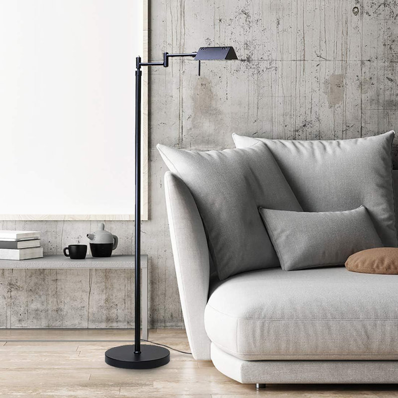 Ansul 55'' LED Swing Arm Floor Lamp, Black