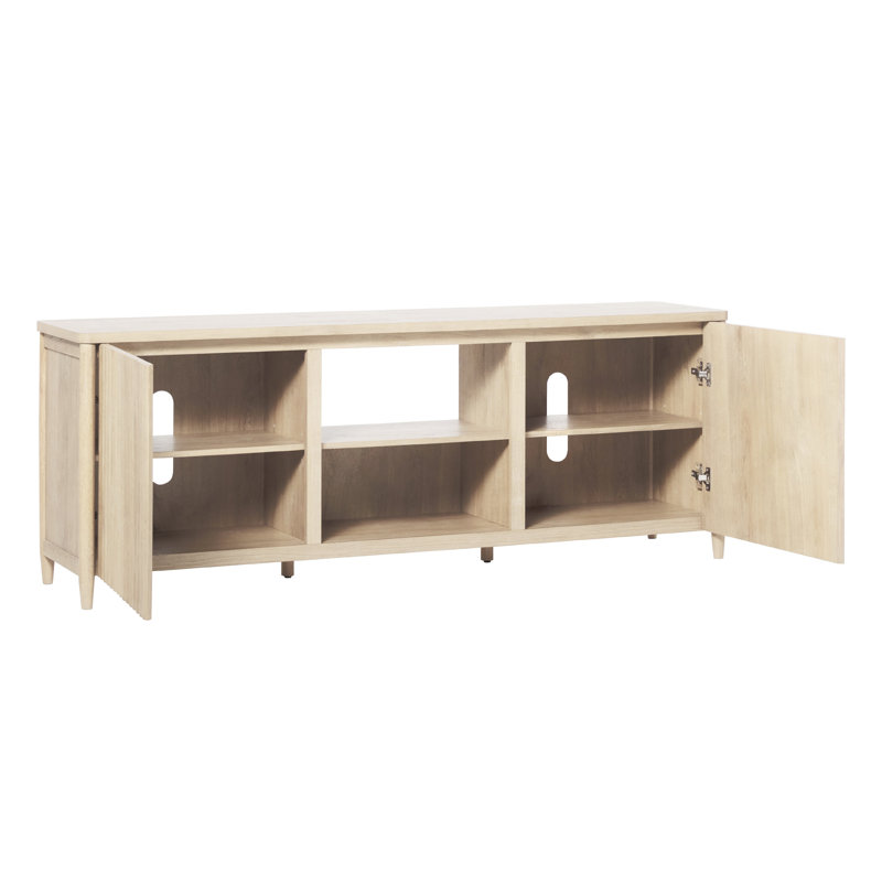 Meuble télé scandinave avec rangement ouvert, 70.5", Chêne côtier