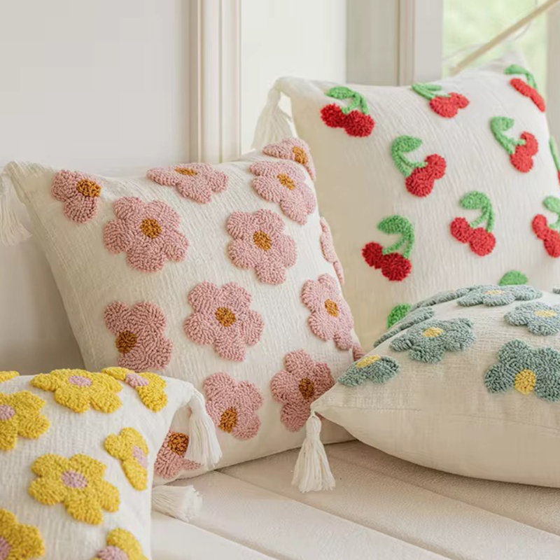 Pillow Cover Red, Cream/Green/Red
