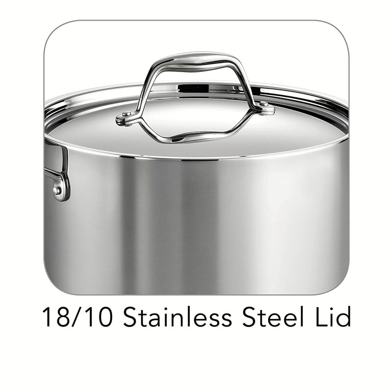 8-Quart Silver Stainless Steel Induction Stock Pot with Lid