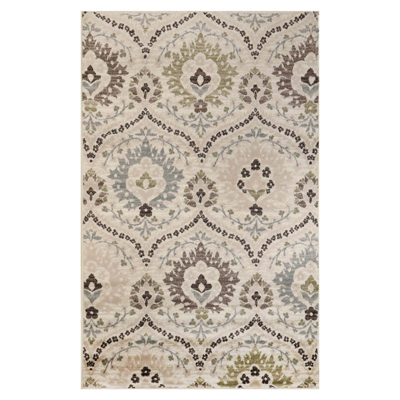 Fanrum Floral Damask Multicolor  Area Rug, Rectangle 5' x 8'