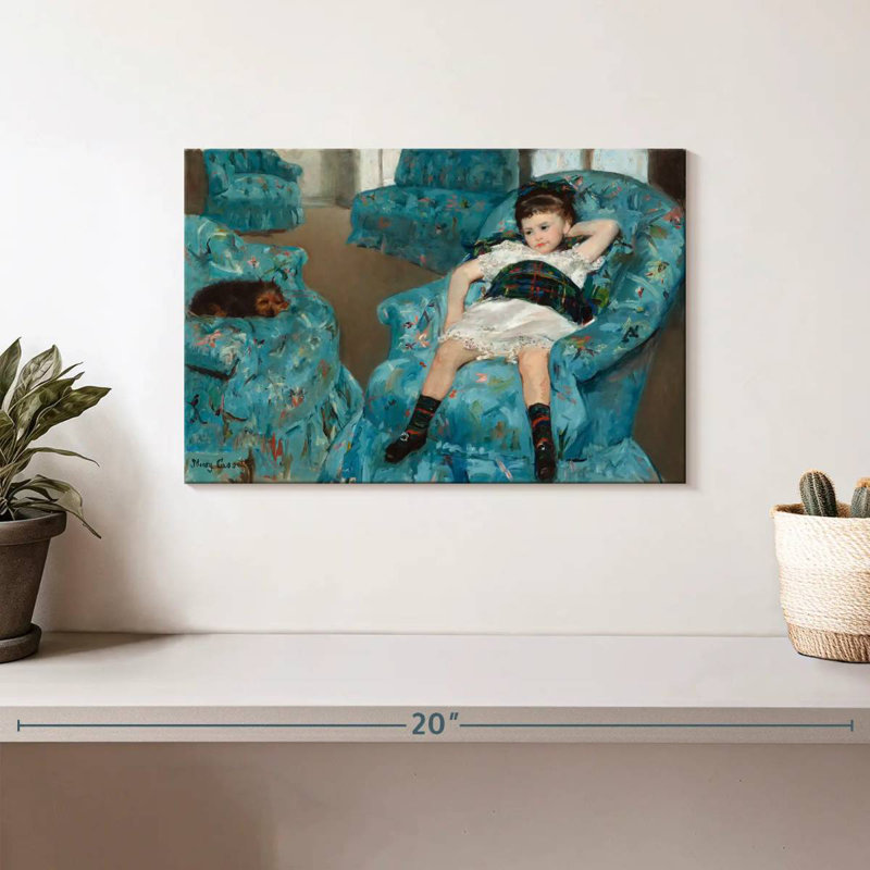 Leisha, petite fille dans un fauteuil bleu, 1878, H 8 po x l 12 po