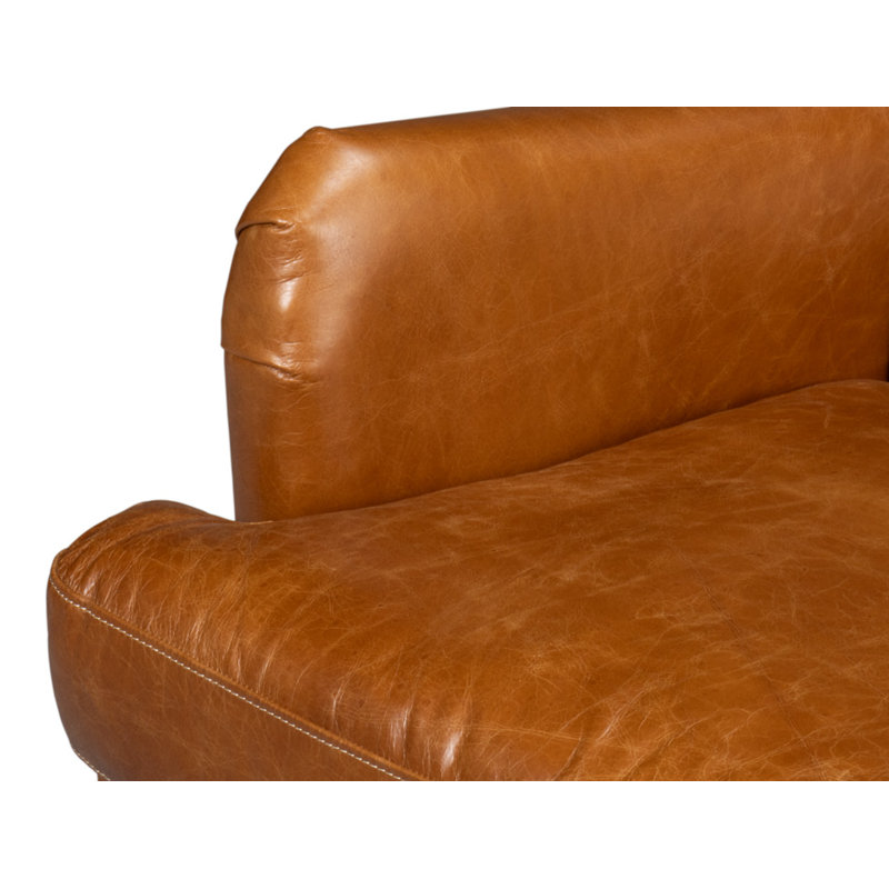 Elite Wingback Chair, Brown Genuine Leather