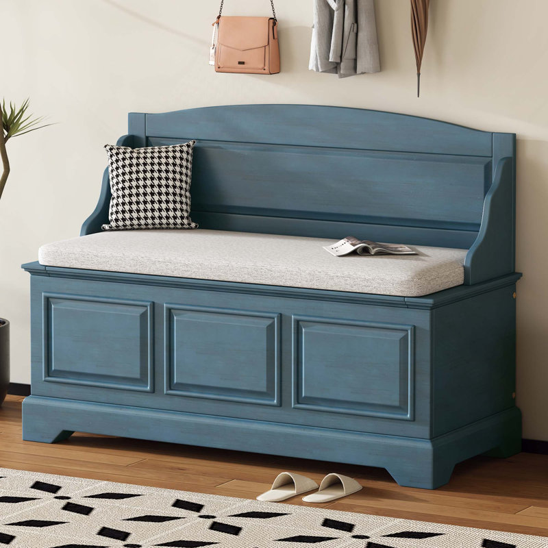 Banc de rangement pour chaussures Retro, Bleu marine antique