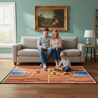Tapis de salle de bain Furnish My Place 690 Rust Basketball Childrens | Salle de jeux et de la maternelle | Chambre à coucher | Design contemporain