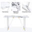 Table de salle à manger rectangulaire de 55 po pour 4 personnes, motif faux marbre, blanc et argent, assemblage simple, bureau à domicile et salon, finition de 55 po, assemblage simple requis,