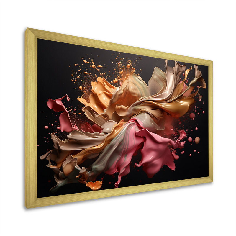 «Sudden Joy Abstract» rose et or Splash I - impression, H 24 po x l 32 po x P 1 po, Cadre doré à une seule photo