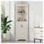 Grande armoire d'angle avec portes - Armoire de rangement beige pour le salon, la salle de bain, la cuisine - Organisateur peu encombrant avec tablettes ouvertes
