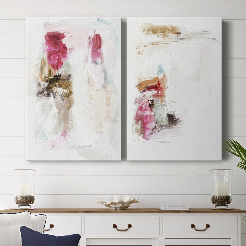 Marquage minimaliste fuchsia I - Toile tendue avec châssis de qualité supérieure - Prêt à être accroché