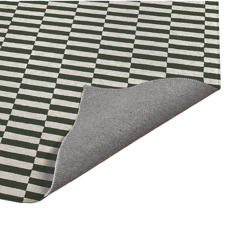 Paillasson intérieur rayé bleu clair Off, L 60 po x L 84 po, Vert