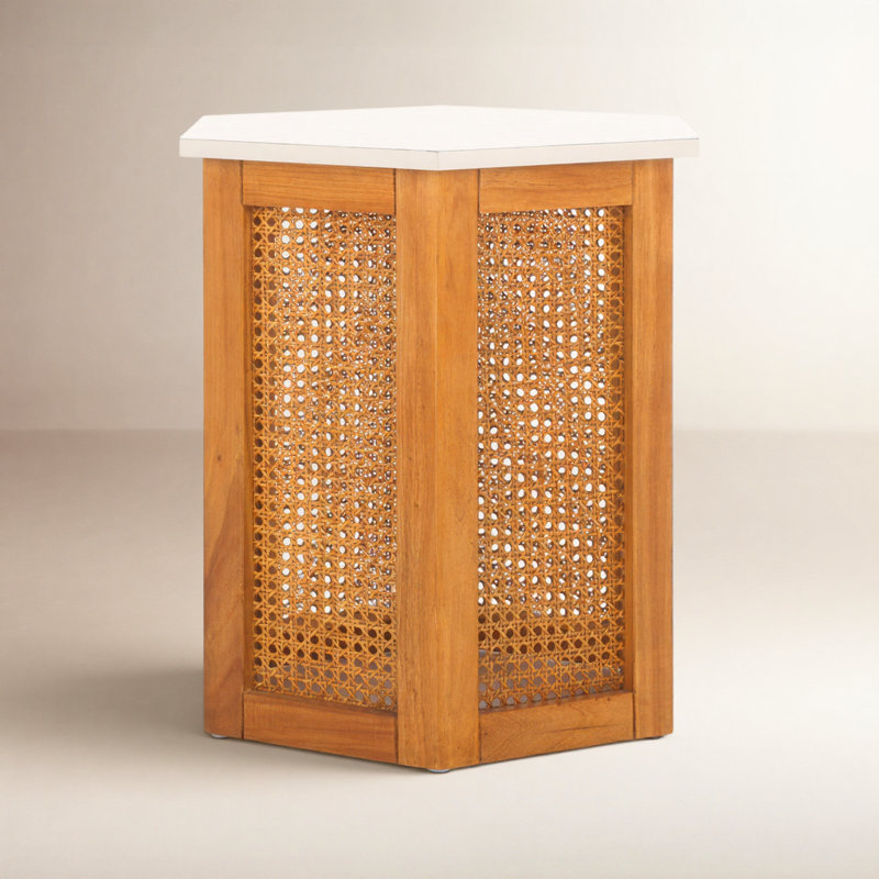 Table de bout Pacetti, Plateau blanc / base naturelle