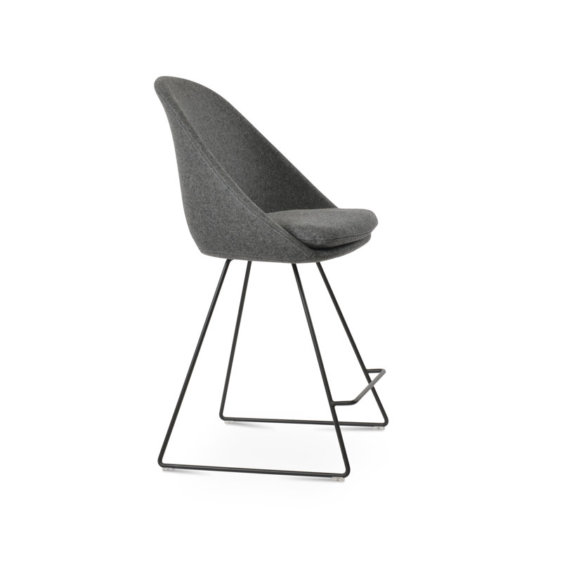 Tabouret de bar et de comptoir Tribeca, Laine argentée, Tabouret de comptoir (siège d'une hauteur de 23,2