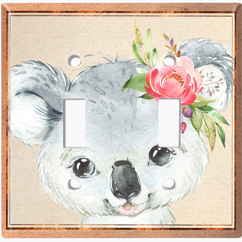 Plaque murale mignonne à 2 bandes avec interrupteurs à bascule beiges gris koala