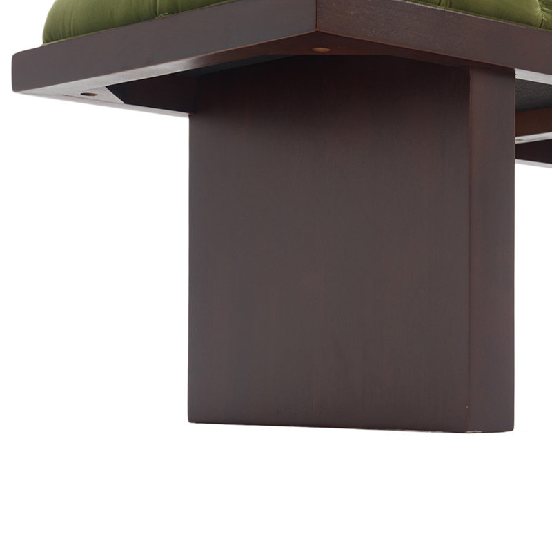 Banc rembourré en bois massif, banc rembourré colonne 45,75 po de large, Vert, Marron foncé