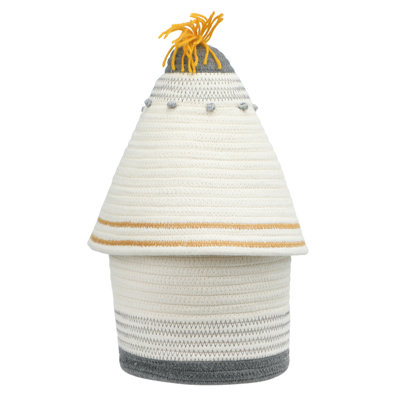 Cotton Rope Basket with Lid and Embroidery