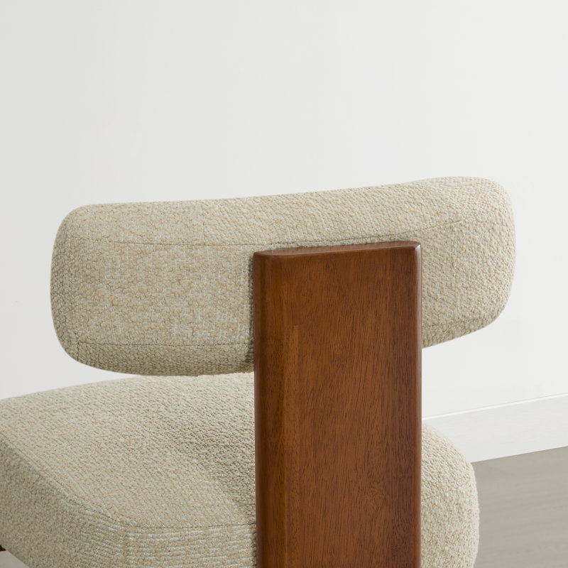 Tabouret de comptoir rembourré en bois massif, Siège avoine / structure noyer