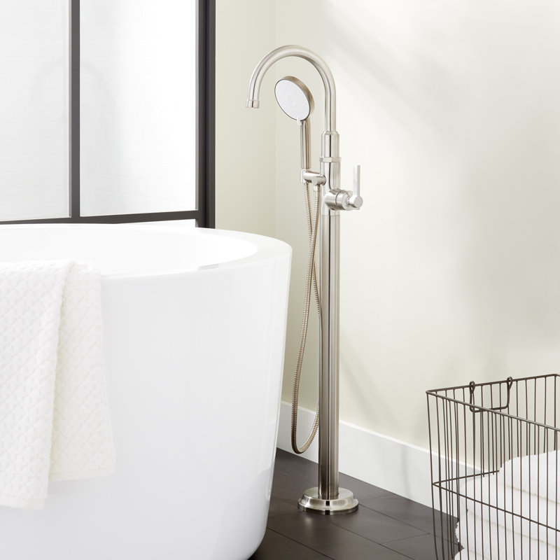 Signature Hardware Greyfield Freestanding Tub Filler without Rough in Valve, Brushed Nickel