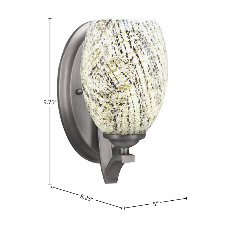 Zilo Wall Sconce Shown With 5" Natural Fusion Glass, Graphite, Natural