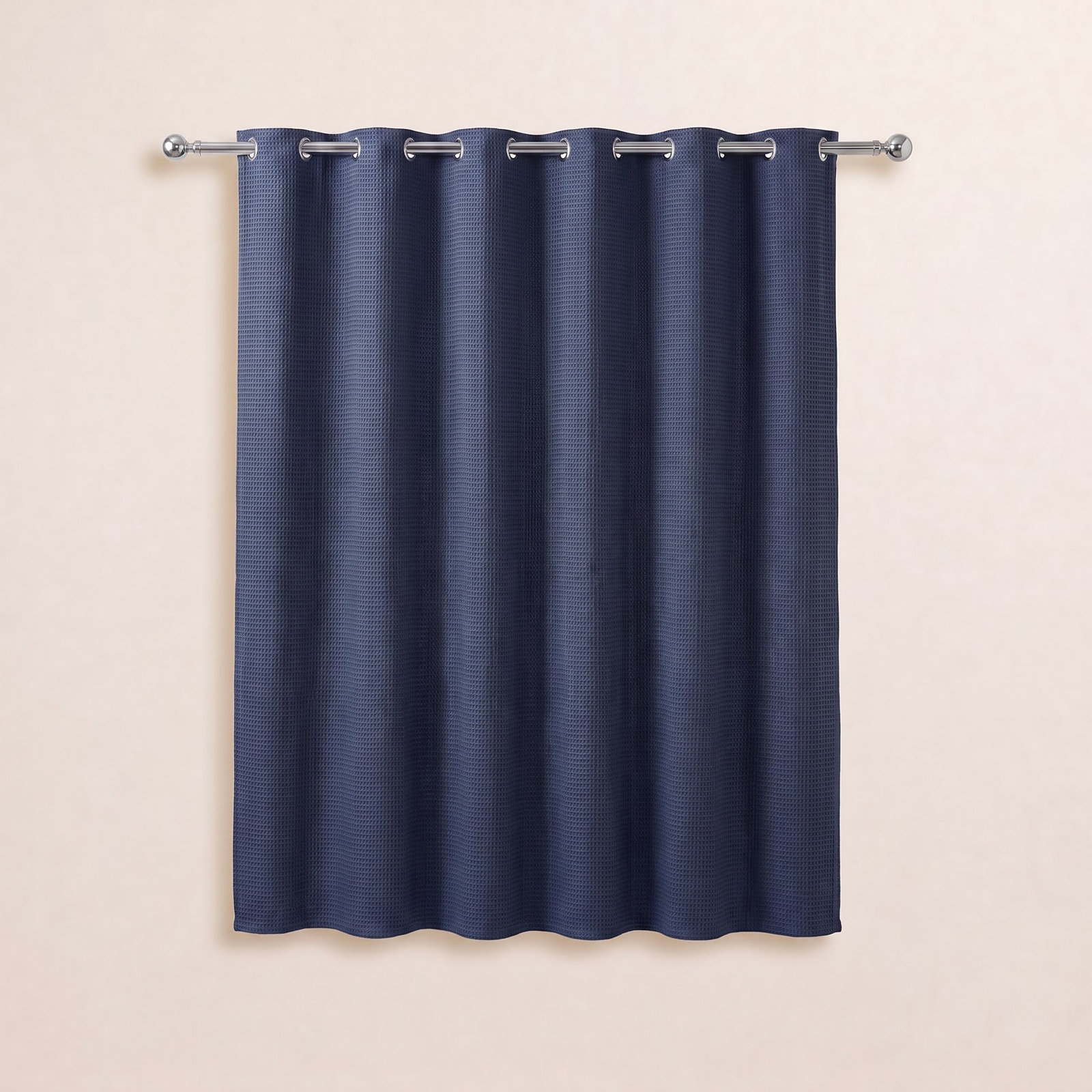 Felix Cotton Waffle Shower Curtain, Midnight Navy
