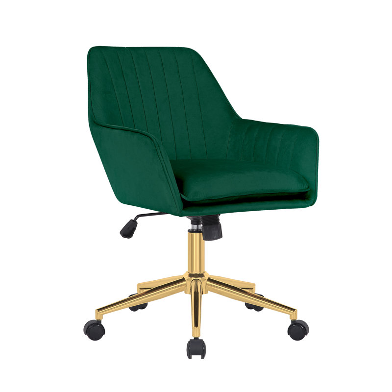 Torrey Velvet Office Chair, Blue, Gold