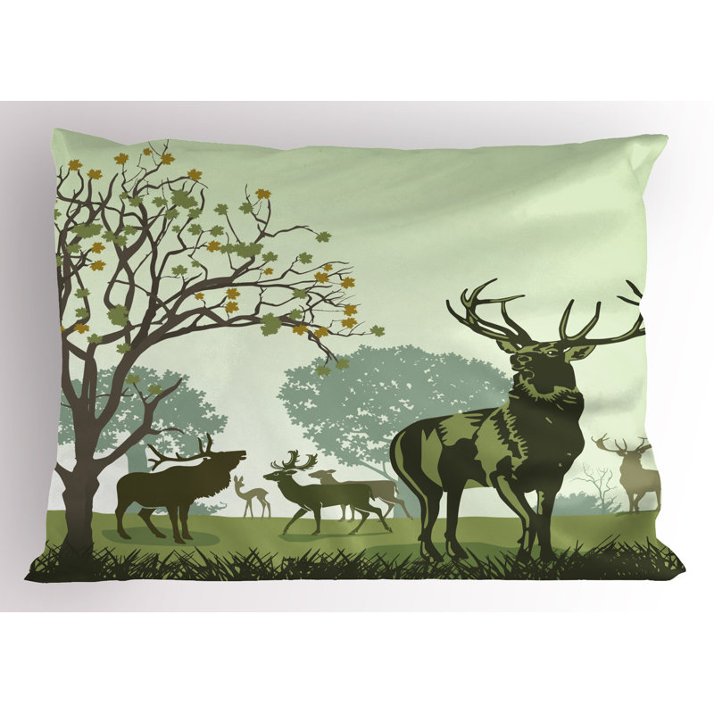 Pillowcase, Deer and Nature Park, Green
