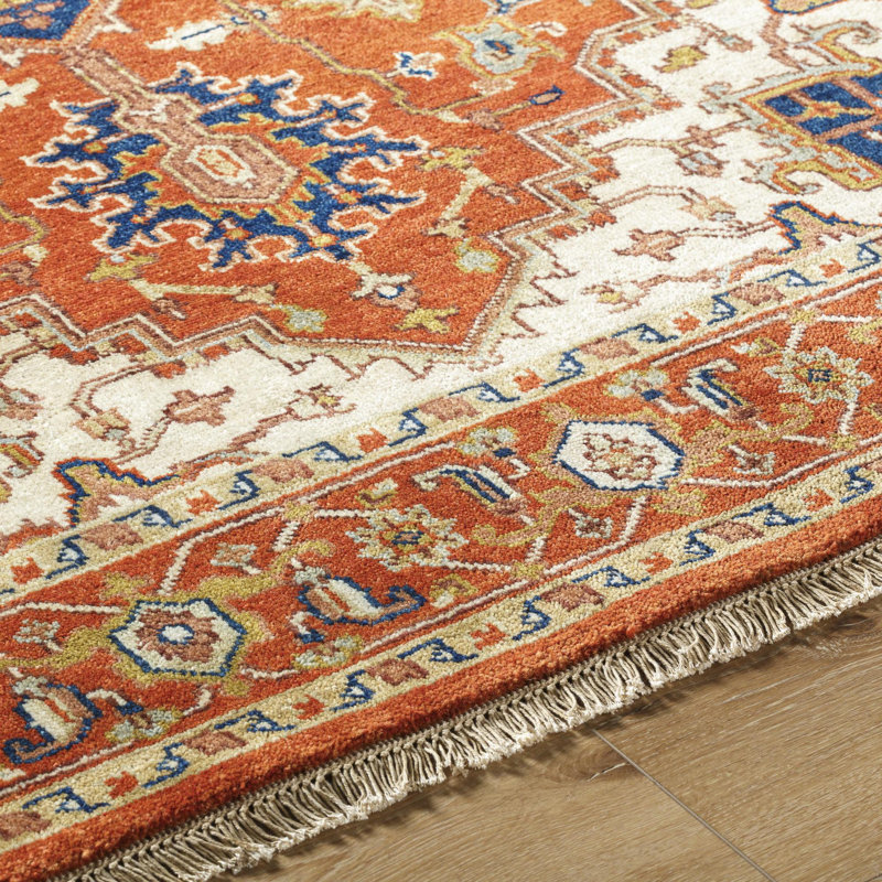 Zeus Hand Woven Wool Geometric Area Rug, Round 8'