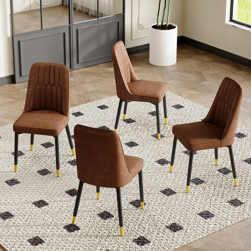 Modern Dining Chairs Set Faux Leather Upholstered Kitchen & Dining Chairs, 4