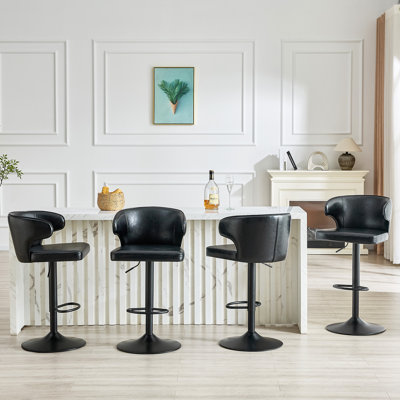 Modern Rotating Adjustable Bar Chair, Oil Wax Belt Backrest Swivel Chair, Suitable For Kitchen Bar Counter And Dining Room, Adjustable Height